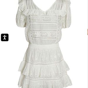 Loveshackfancy Sorelle Embroidered Mini Dress - Small - White
